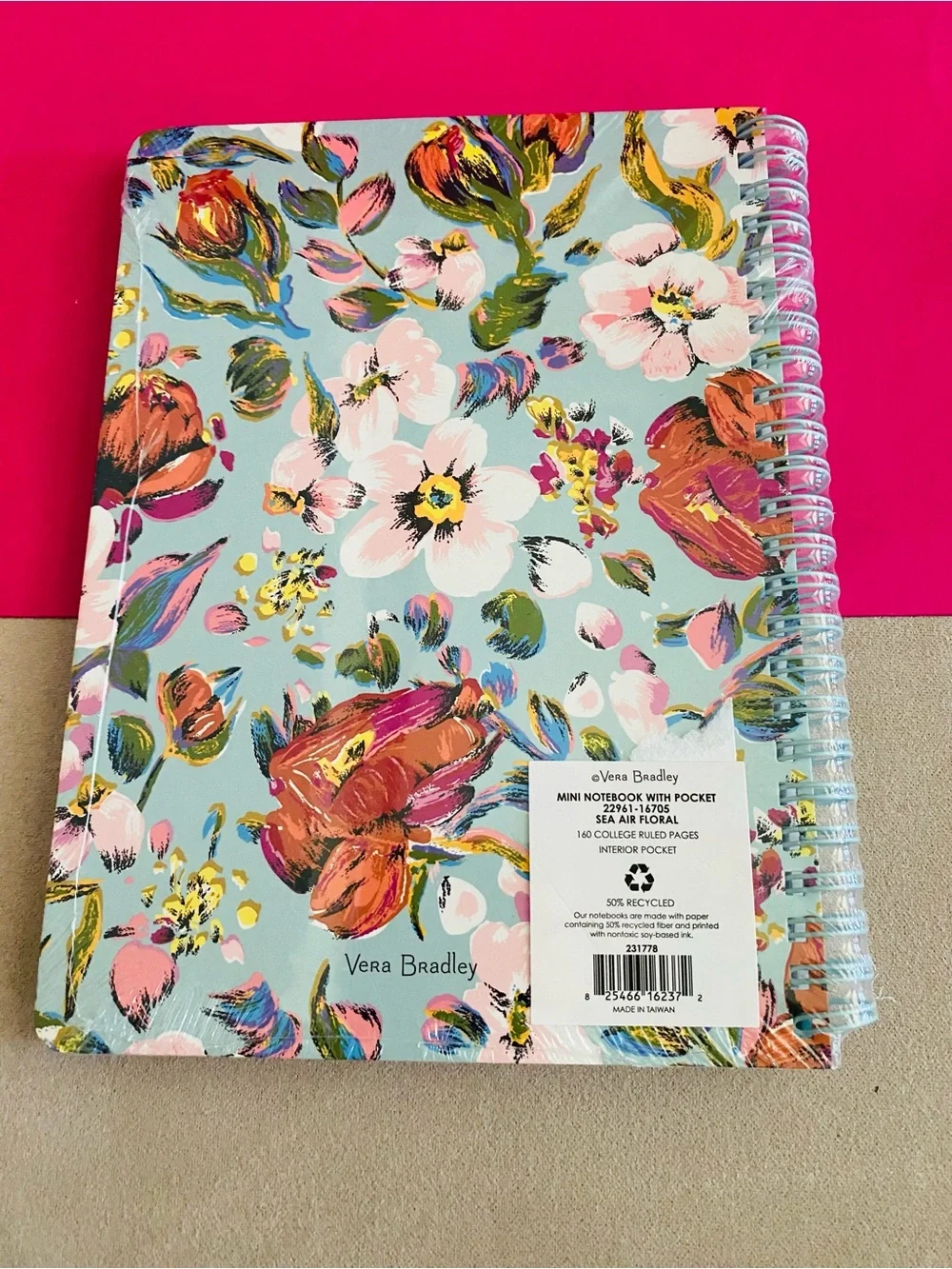 Vera Bradley Small Spiral Notebook NWT Sea Air Floral